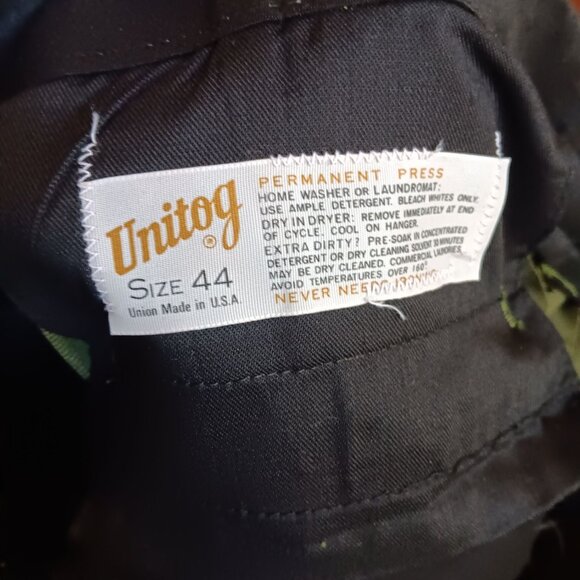 44x30 Vintage Work Pants 44 Men's Green Unitog Mechanic 1970's Union Made USA - Picture 6 of 6